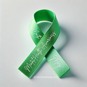 Mental Health Awareness Month May Green Ribbon